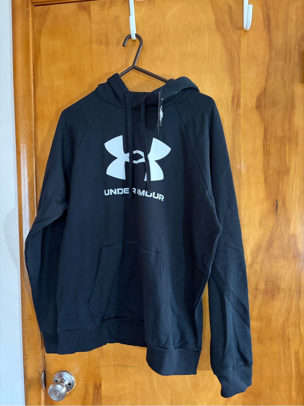 Under Armour Black Pullover Hoodie with White Tag Detail
